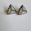 Triangle Miyuki Stud Earrings in Dynamic White with Black and Gold Accents